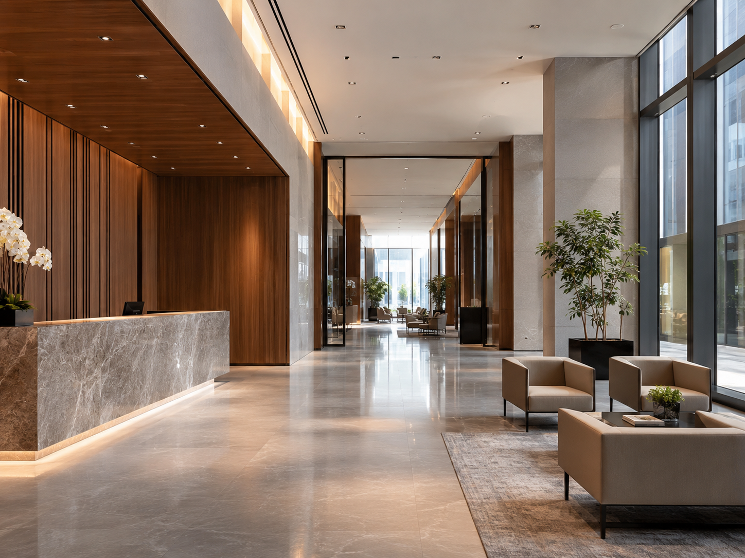 Elegant corporate lobby interior